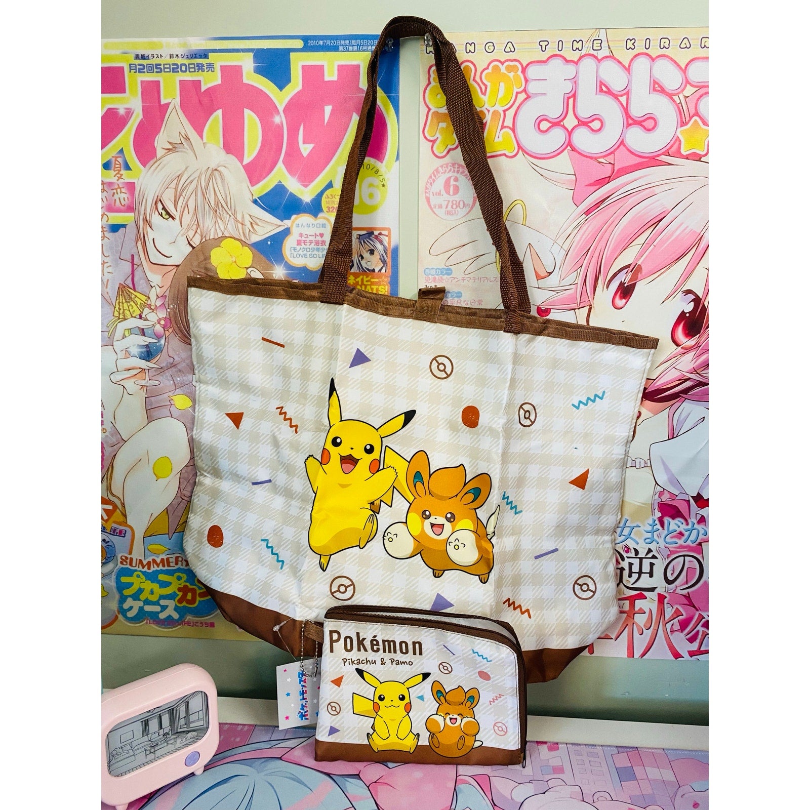 Pokemon Foldable Eco Bag w/ Bag Pouch Pikachu & Pawmi