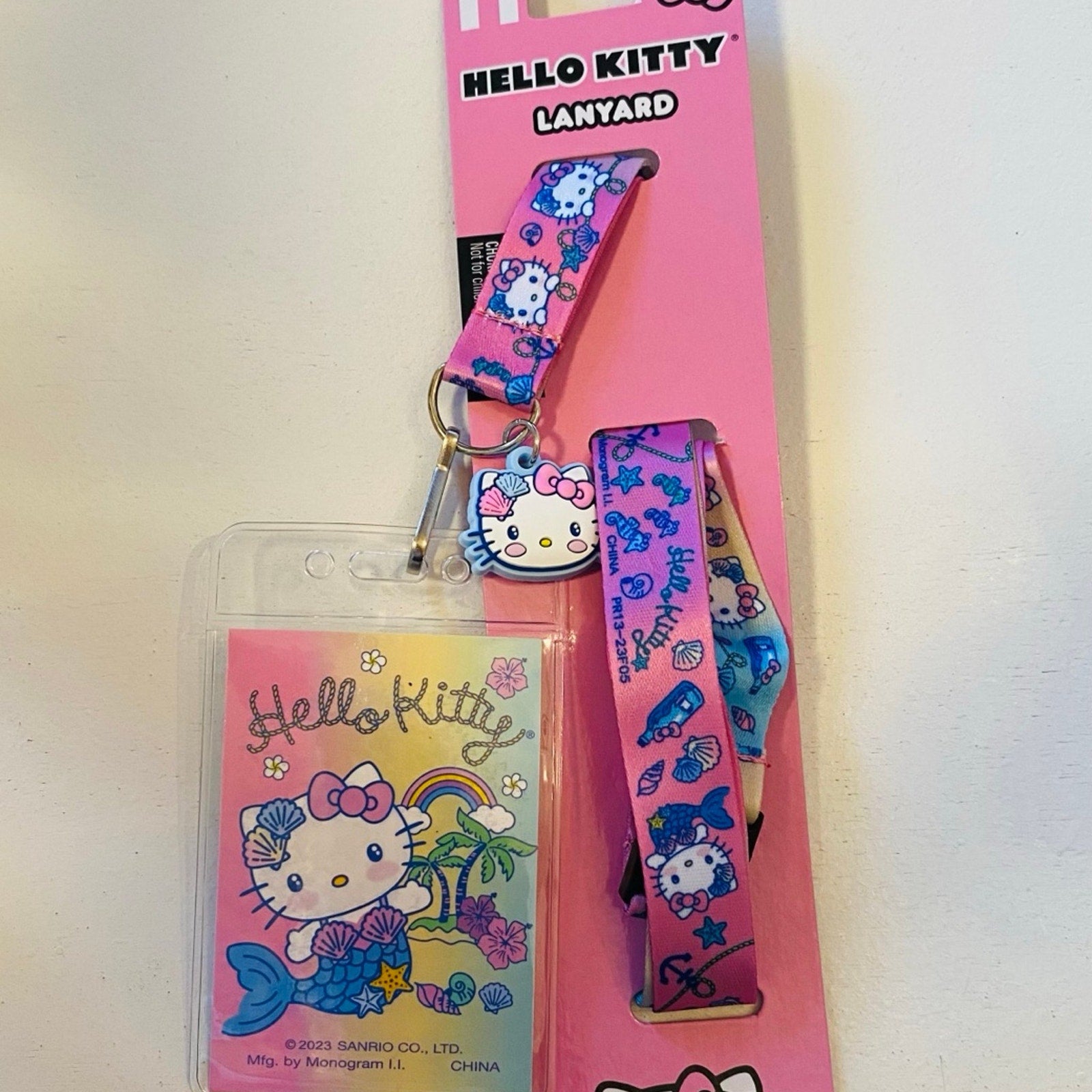 Hello Kitty Mermaid Lanyard w/ Charm & Badge Holder