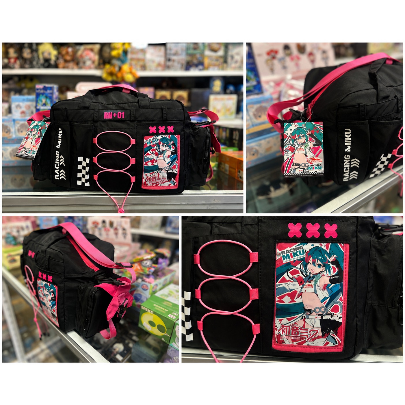 Racing Miku Black & Pink Anime Duffel Bag