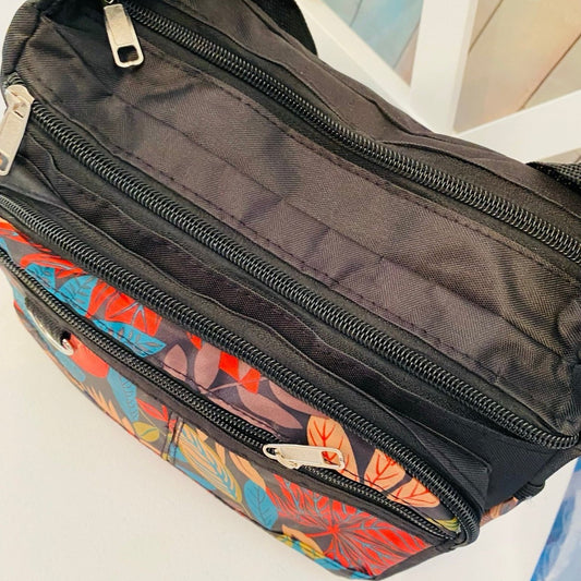 Tropical Print Floral Messenger Crossbody Bag