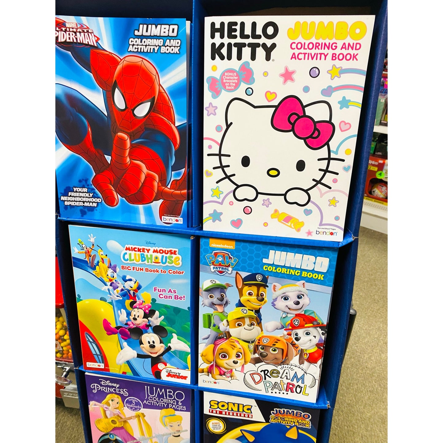 Licensed Coloring Books On Floor Display