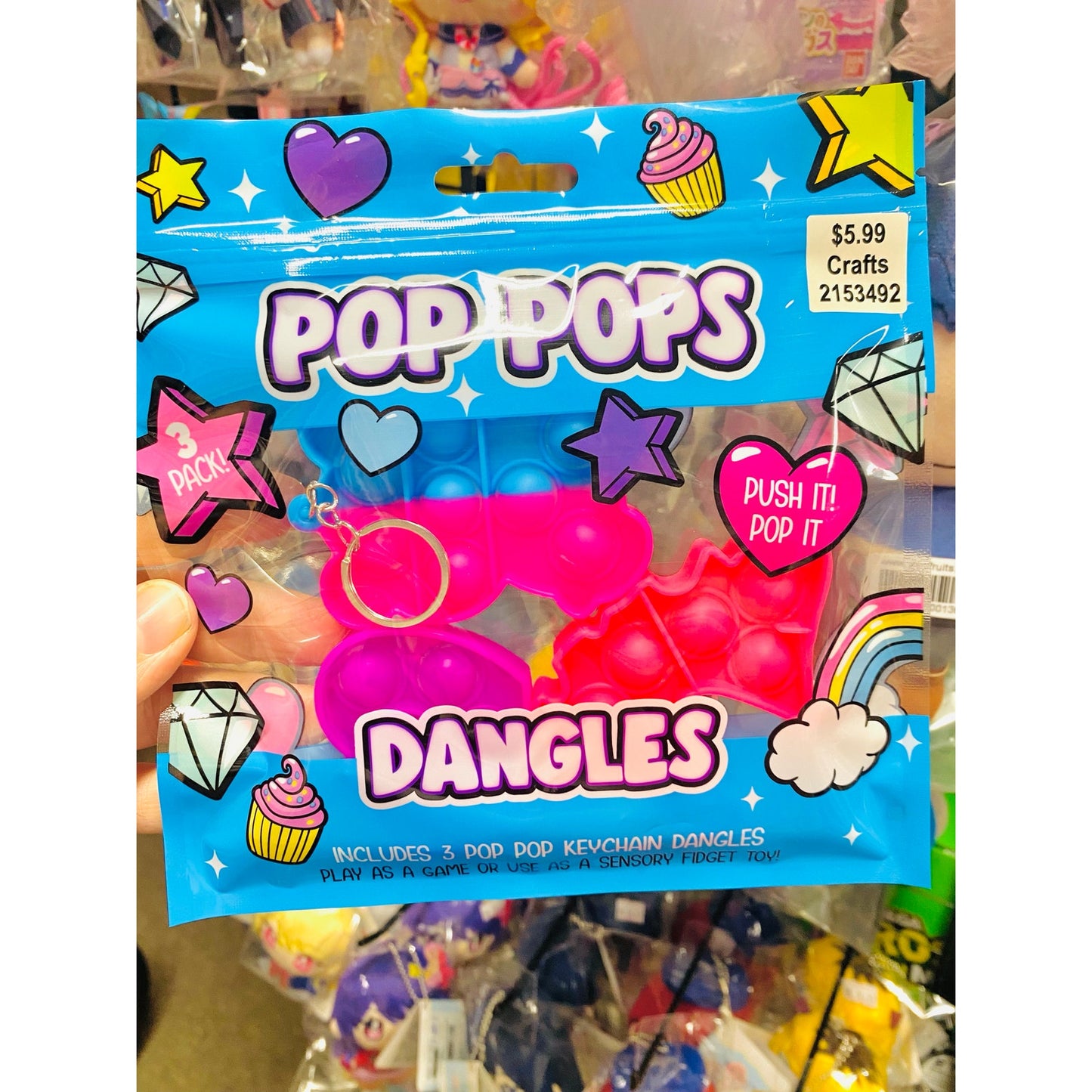 Pop Pops Multicolor Style 2 Sensory Fidget Toys 3pk