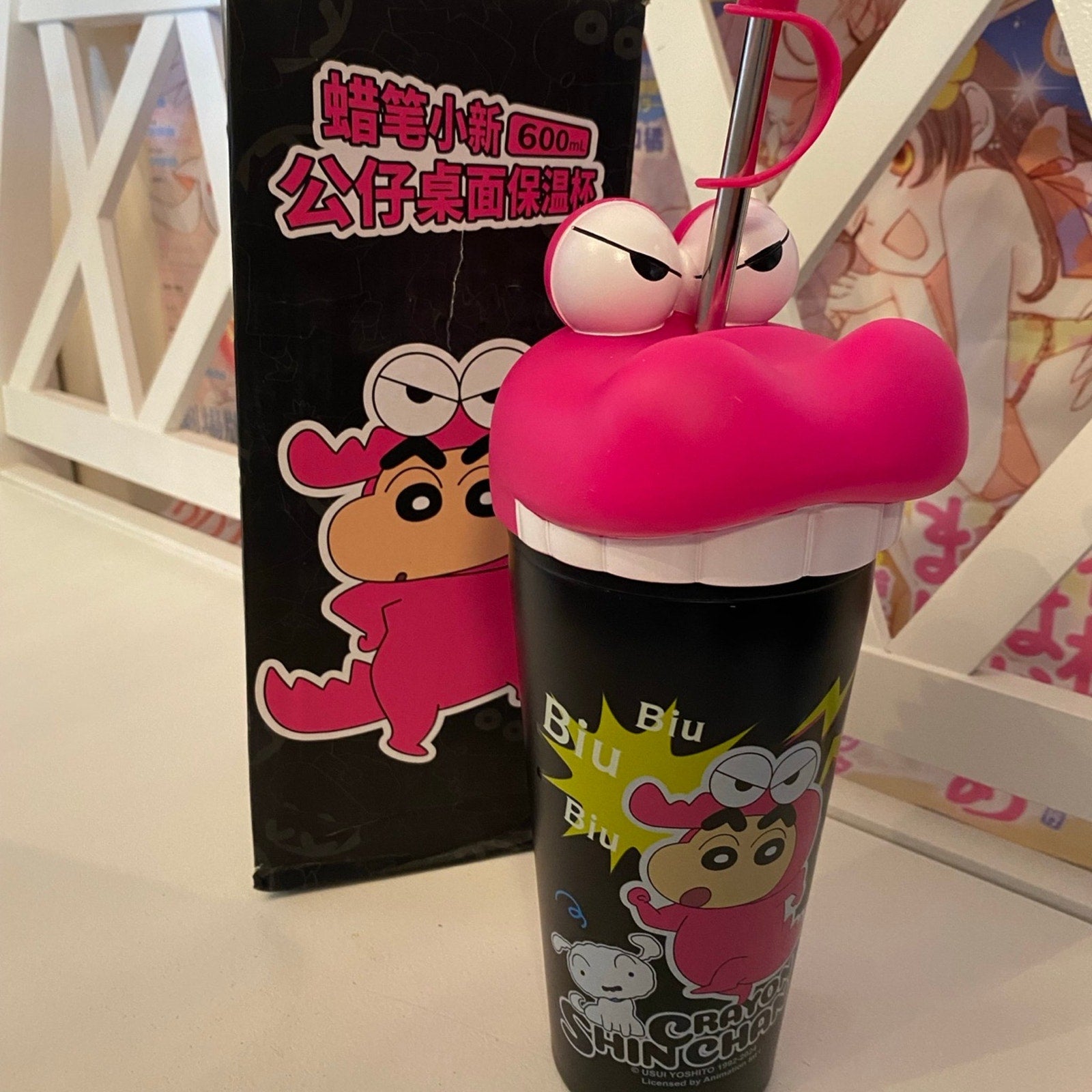 Vaso de acero inoxidable esponjoso y esponjoso de Crayon Shin-Chan x Mtutu