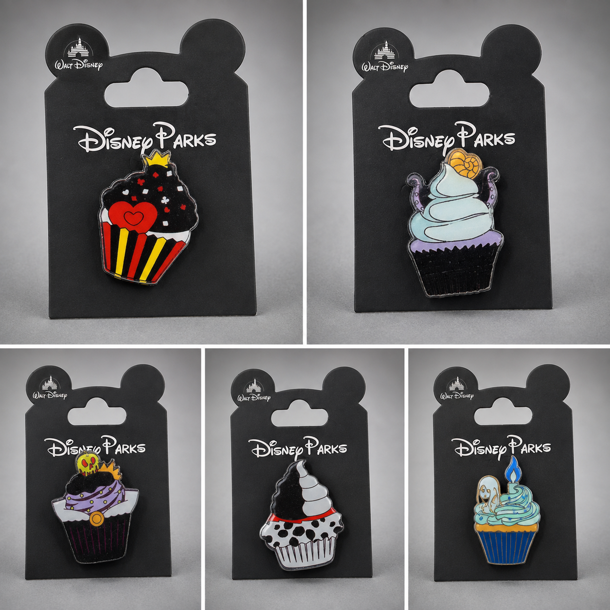 Disney Parks Villains Cupcake Pin Set