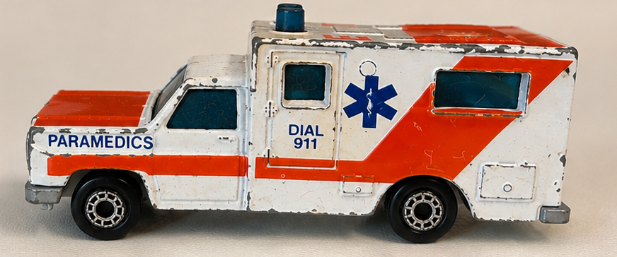 Vintage Matchbox Ambulance Paramedics Dial 911 Diecast Emergency Vehicle