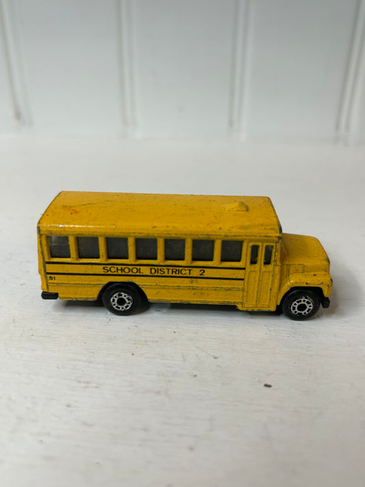 Vintage Die-Cast Yellow School Bus Toy Vehicle