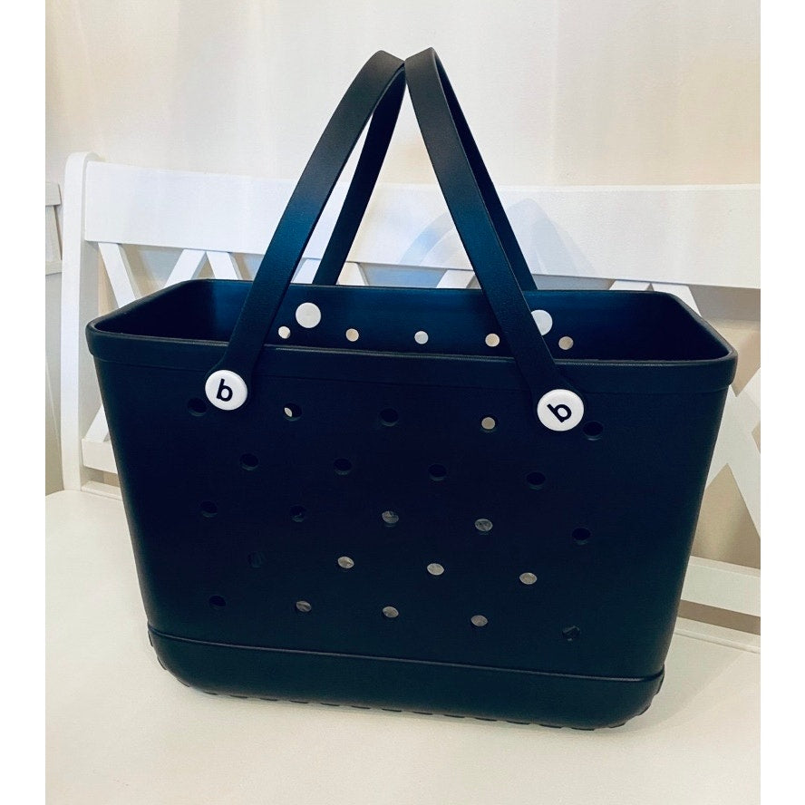 Extra Large Black Beach Bag Jibbitz Charm Tote