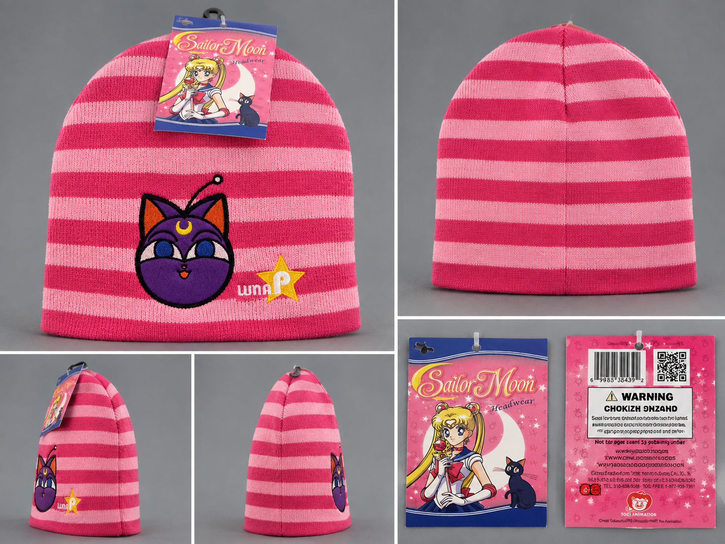 Sailor Moon Luna-P Pink Striped Beanie