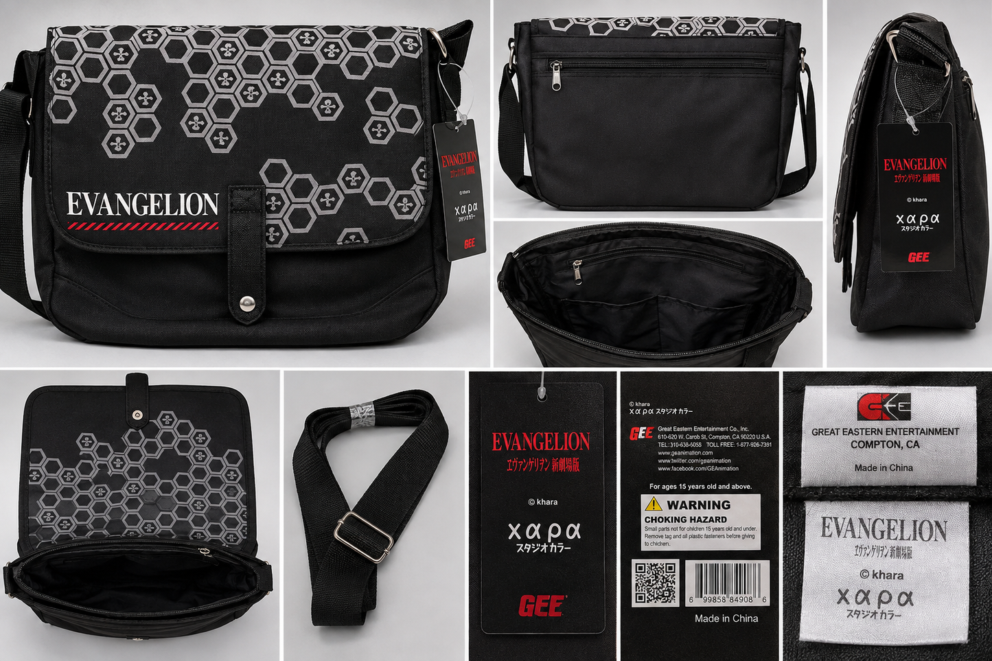 Evangelion Great Eastern Entertainment Black Messenger Shoulder Bag Official Anime
