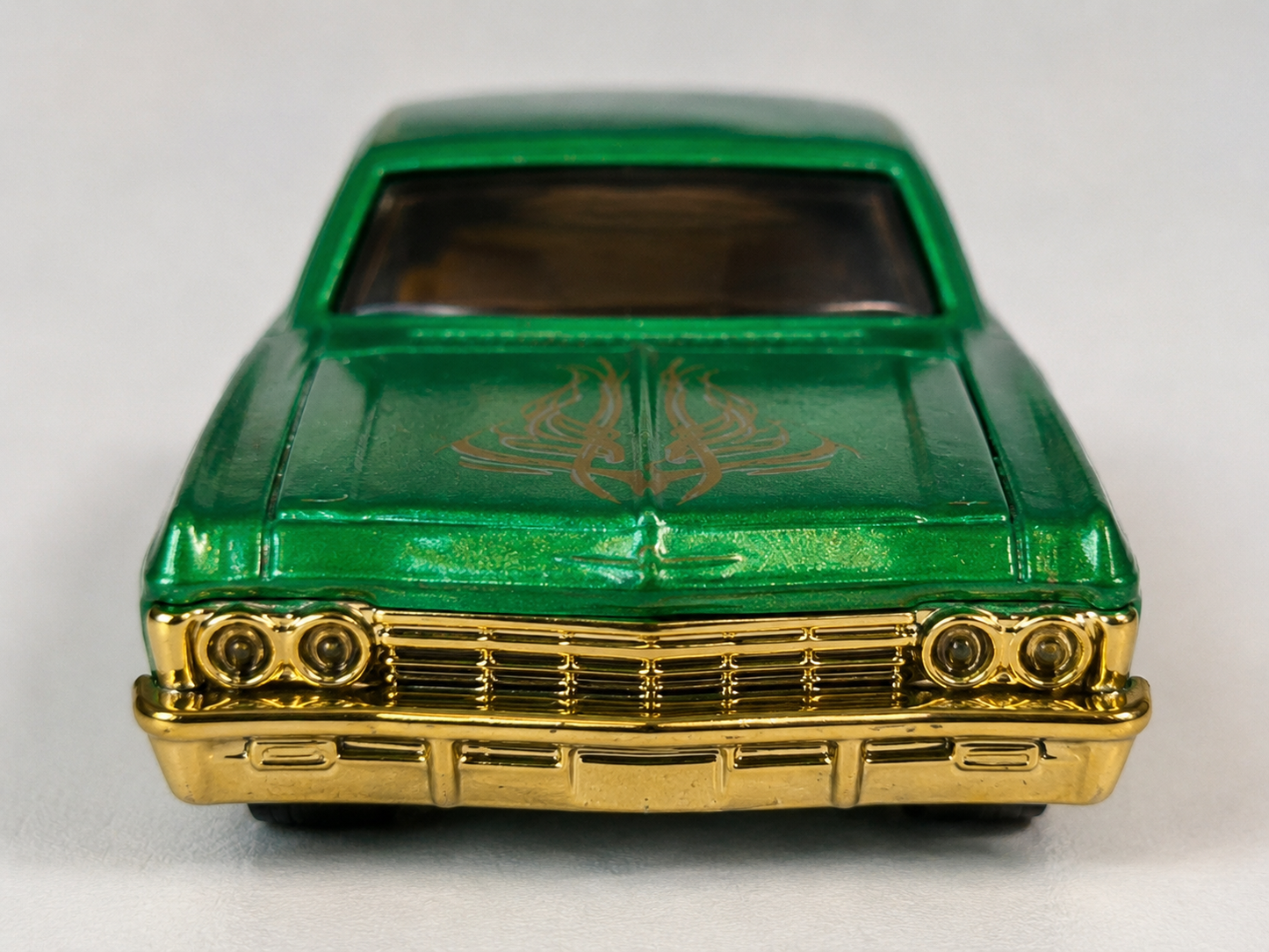 Vintage Hot Wheels 1965 Chevy Impala Metallic Green Gold Lowrider Diecast Car 1996