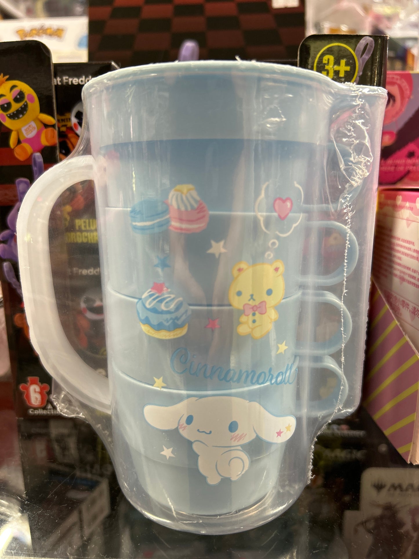 Cinnamoroll Stacking Mug Set – Blue Plastic Cups with Handle | Sanrio Drinkware