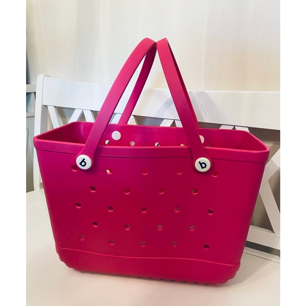 Extra Large Magenta Pink Beach Bag Jibbitz Charm Tote