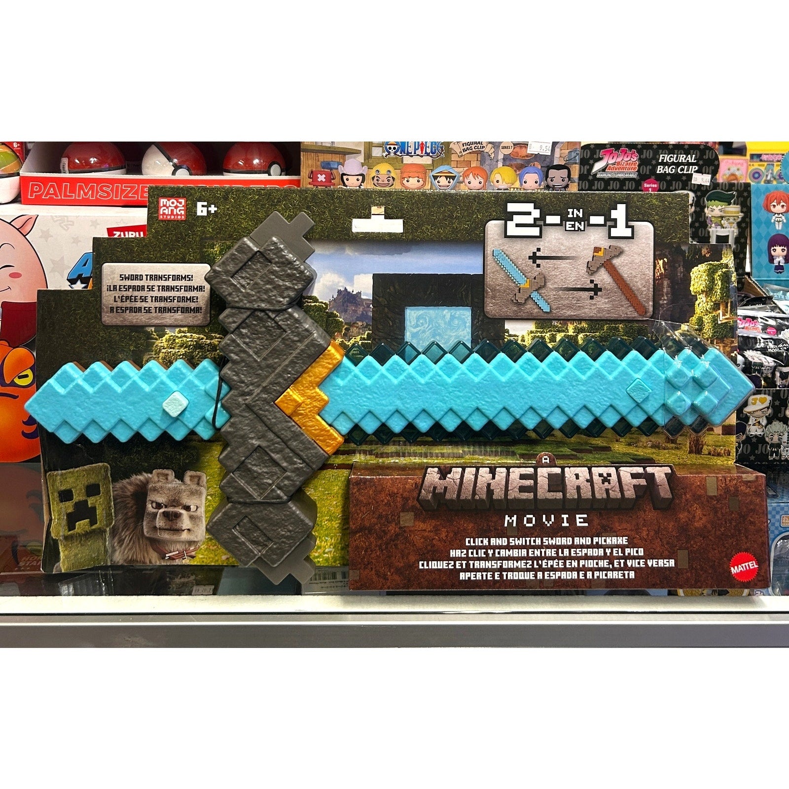 A Mattel Minecraft Movie 2-in-1 Transforming Sword and Pickaxe Rold Play Toy