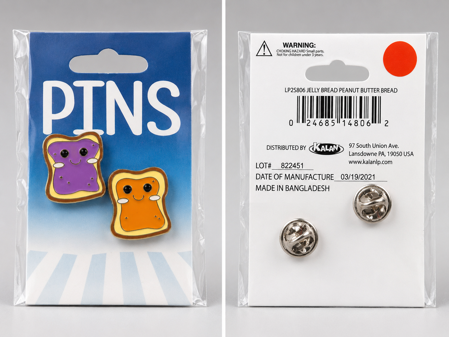 Jelly Bread & Peanut Butter Bread Enamel Pin Set – Kalan