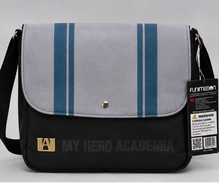 My Hero Academia UA Messenger Bag Great Eastern Entertainment Funimation Black Gray Adjustable Strap