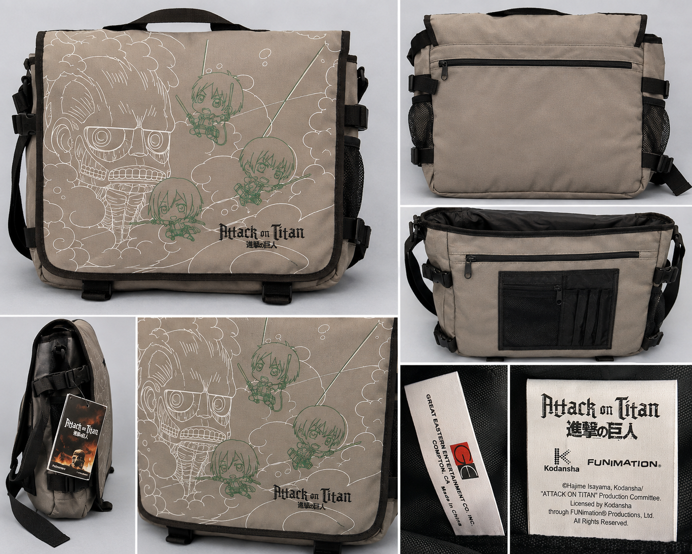 Attack on Titan Anime Messenger Bag NOS Great Eastern Entertainment FUNimation Kodansha Licensed