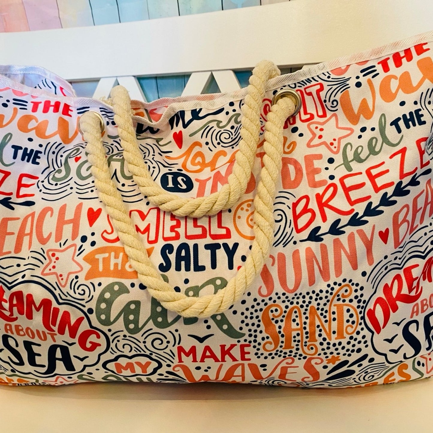 Graphic Beach Bag Tote