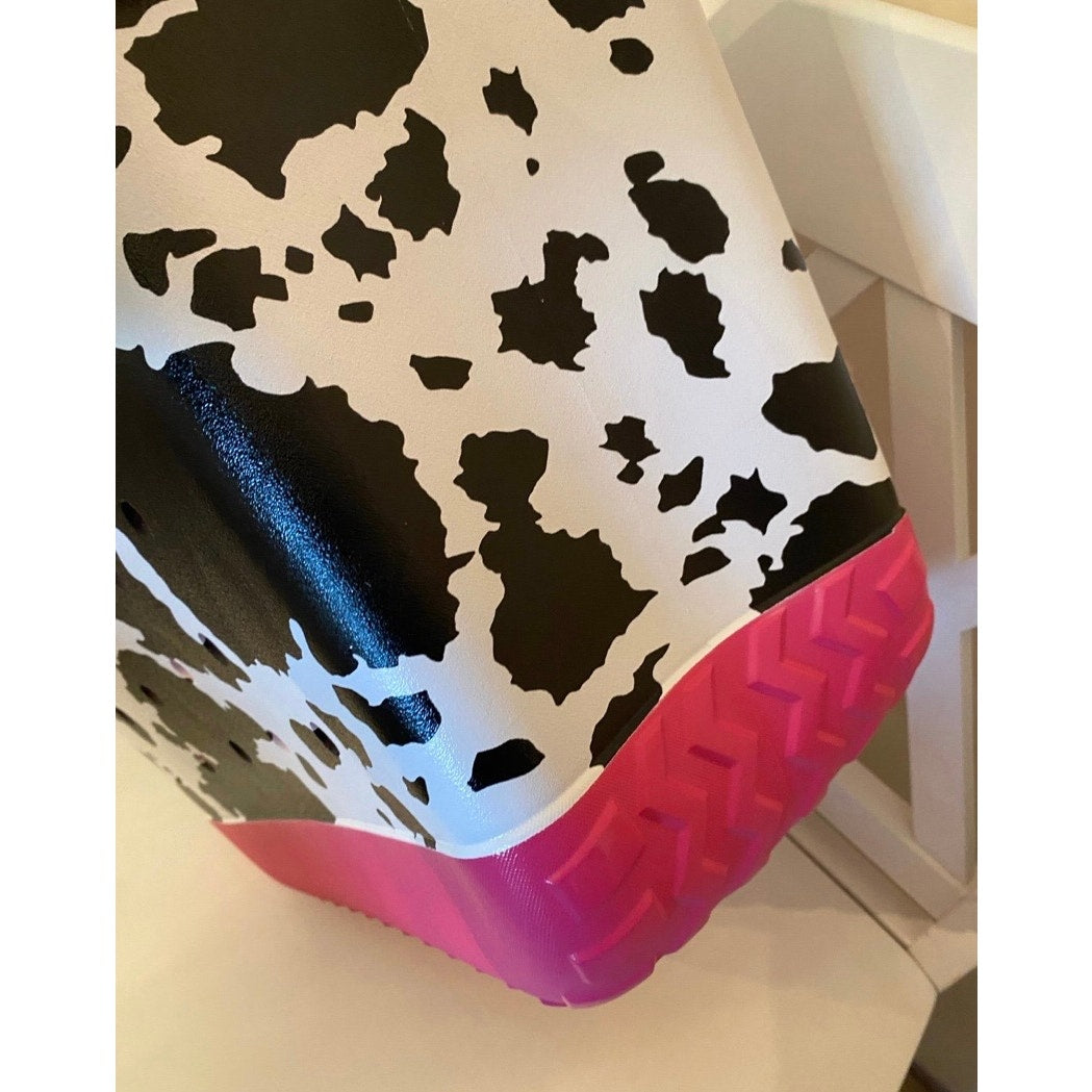 Extra Large Pink Cow Print Beach Bag Jibbitz Charm Tote