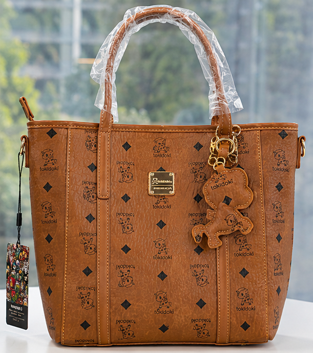 Tokidoki x Mesuca Unicorno Brown Tote Bag Handbag with Character Charm & Tags