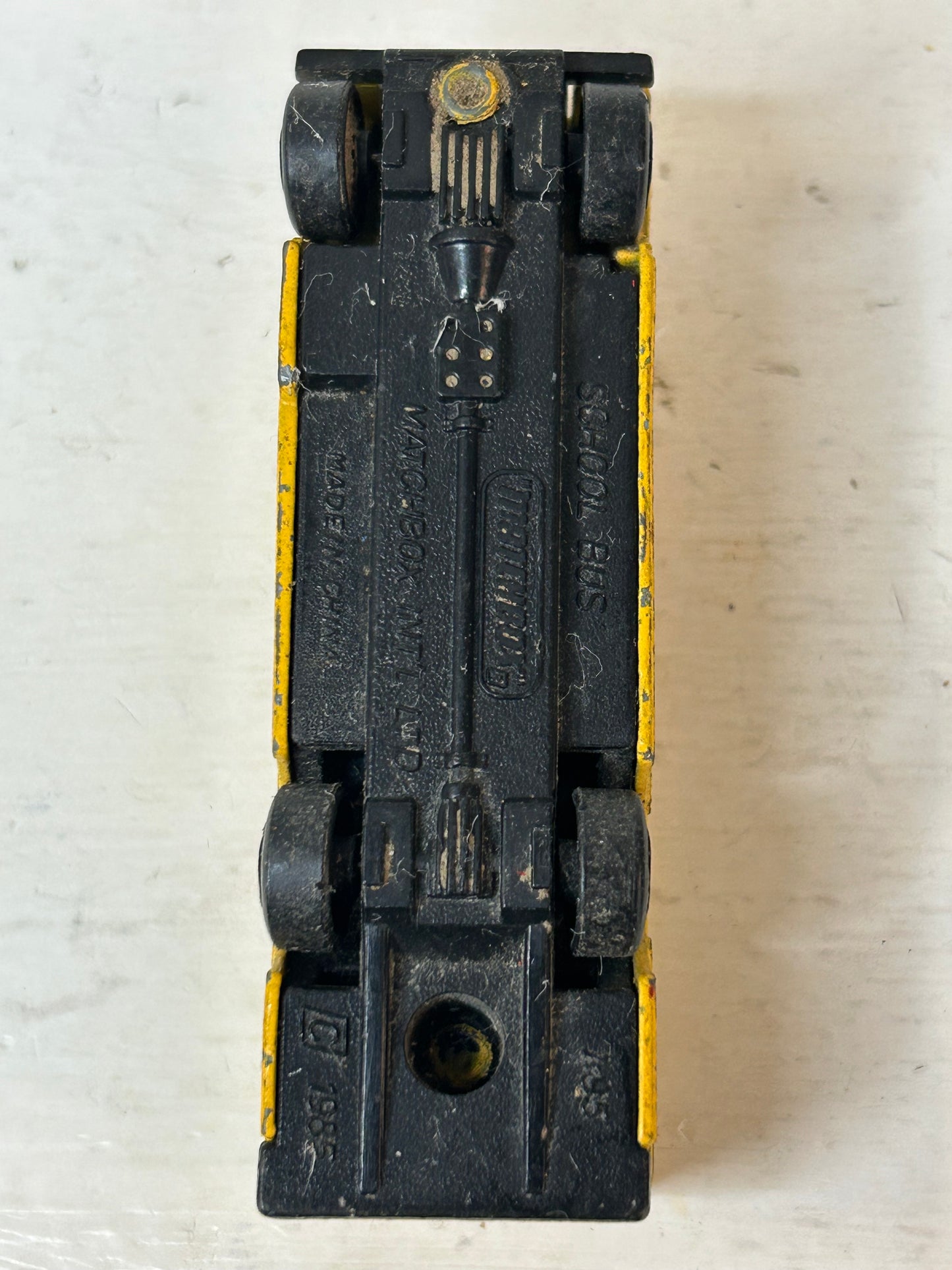 Vintage Die-Cast Yellow School Bus Toy Vehicle