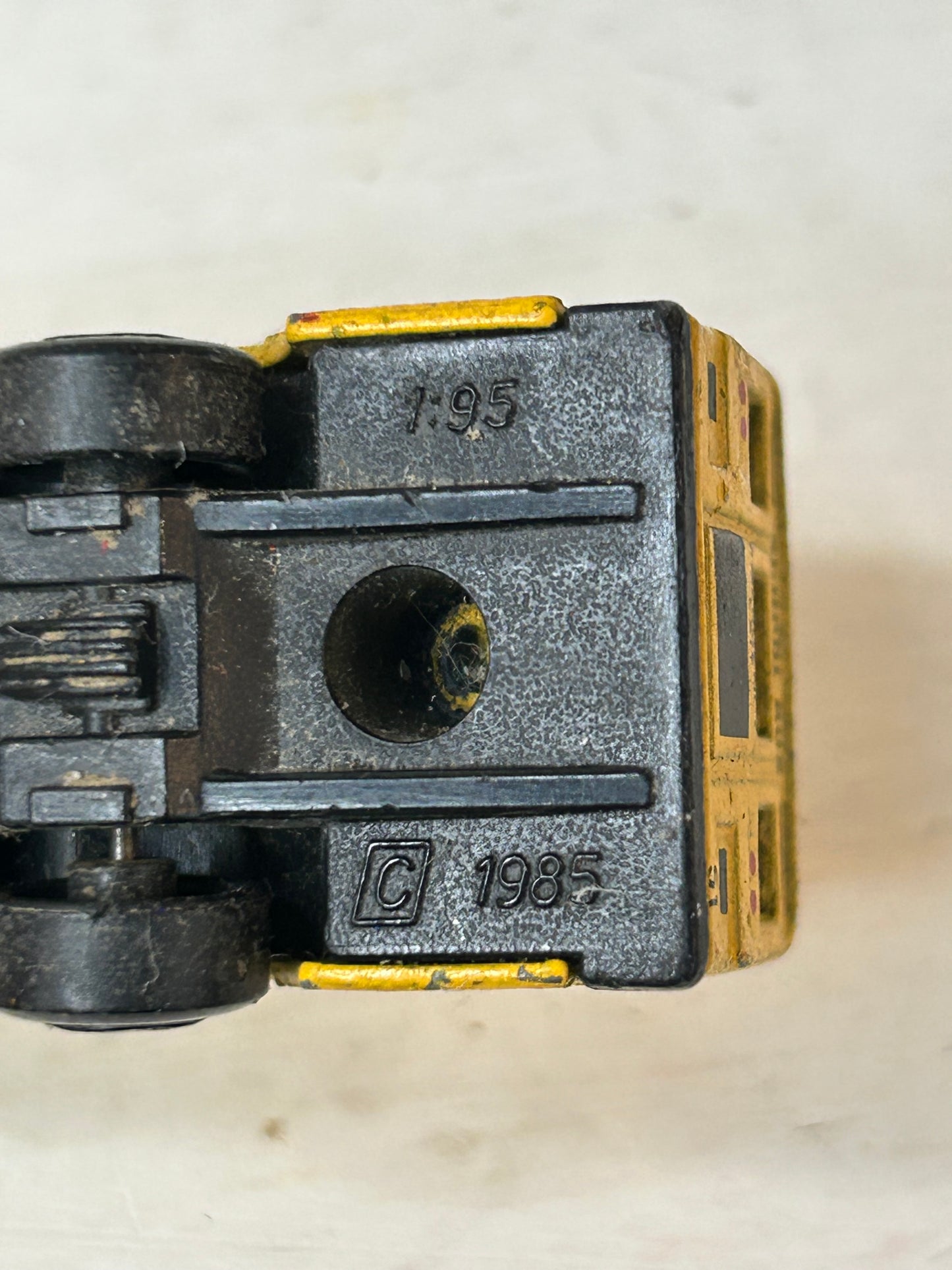 Vintage Die-Cast Yellow School Bus Toy Vehicle
