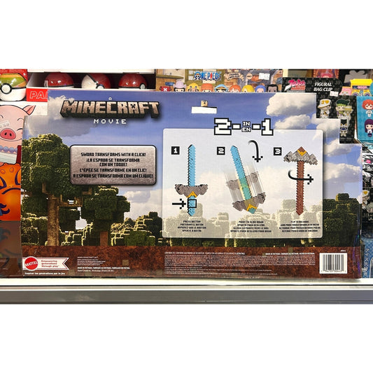 A Mattel Minecraft Movie 2-in-1 Transforming Sword and Pickaxe Rold Play Toy