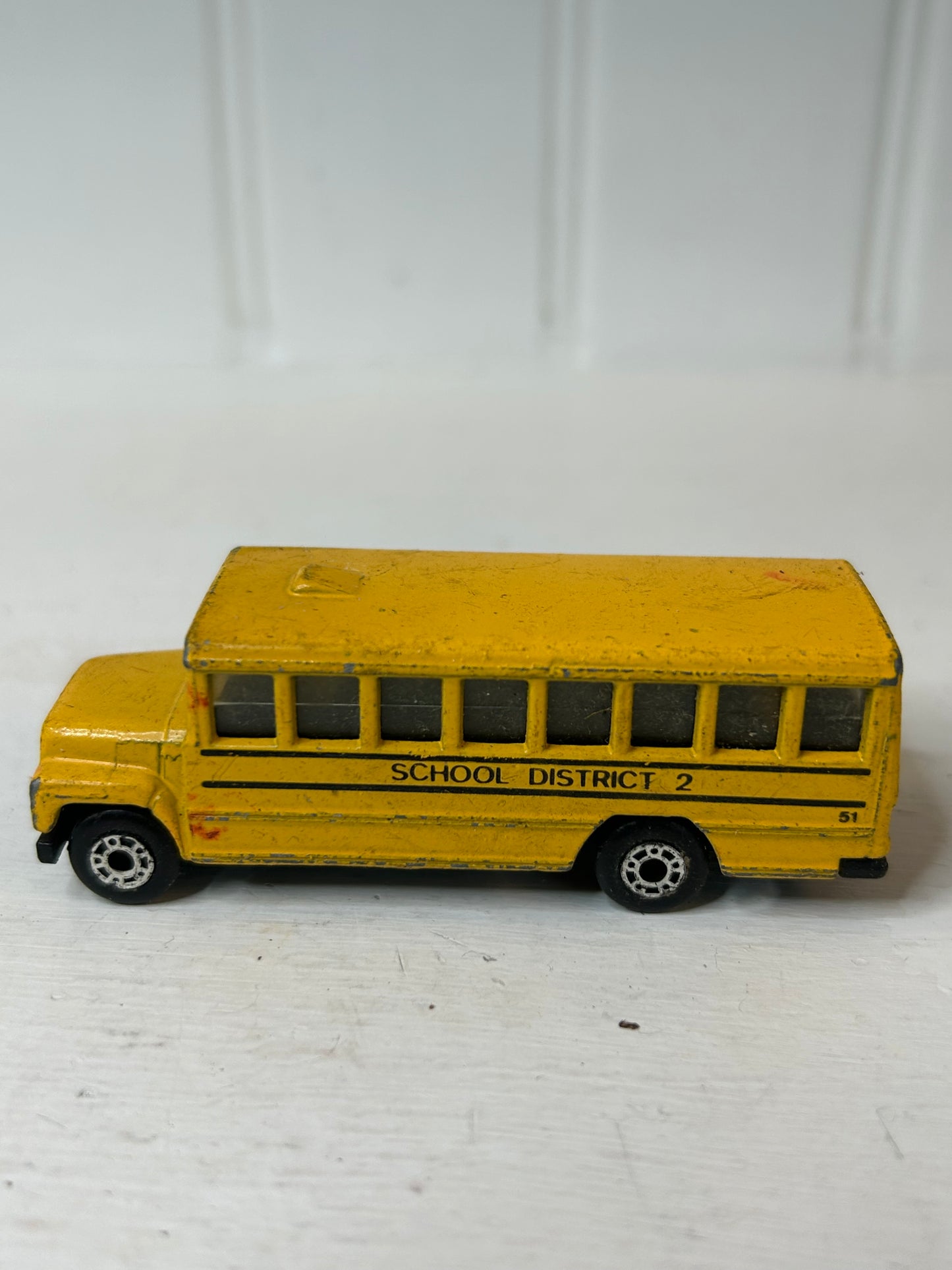 Vintage Die-Cast Yellow School Bus Toy Vehicle