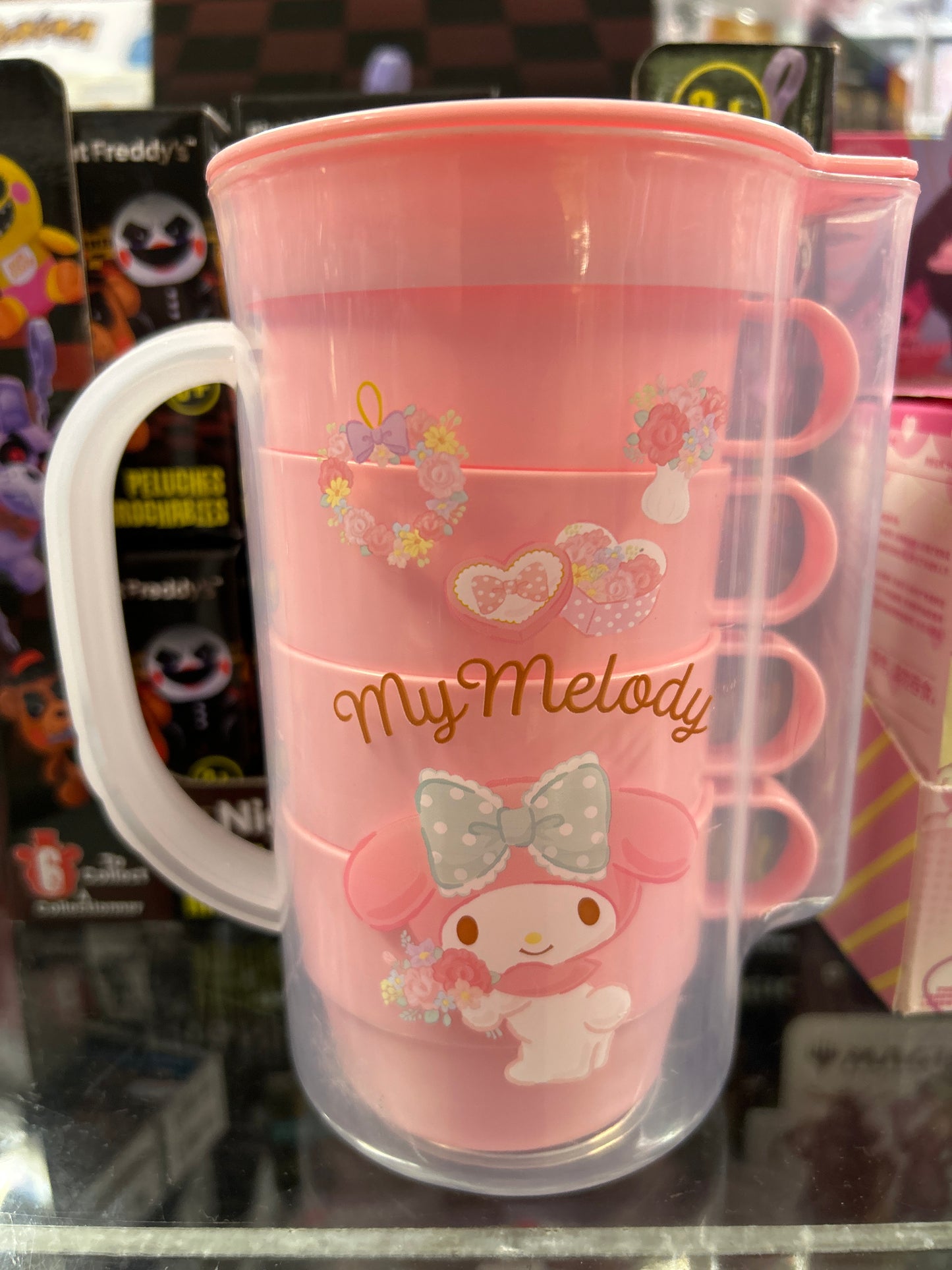 My Melody Stacking Mug Set – Pink Plastic Cups with Handle | Sanrio Drinkware