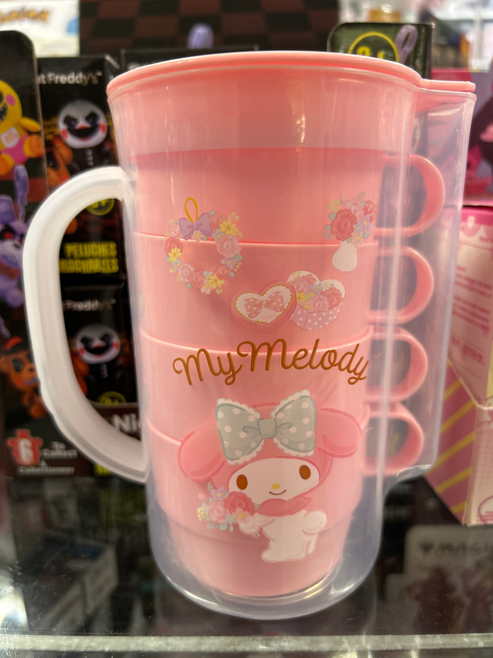 My Melody Stacking Mug Set – Pink Plastic Cups with Handle | Sanrio Drinkware