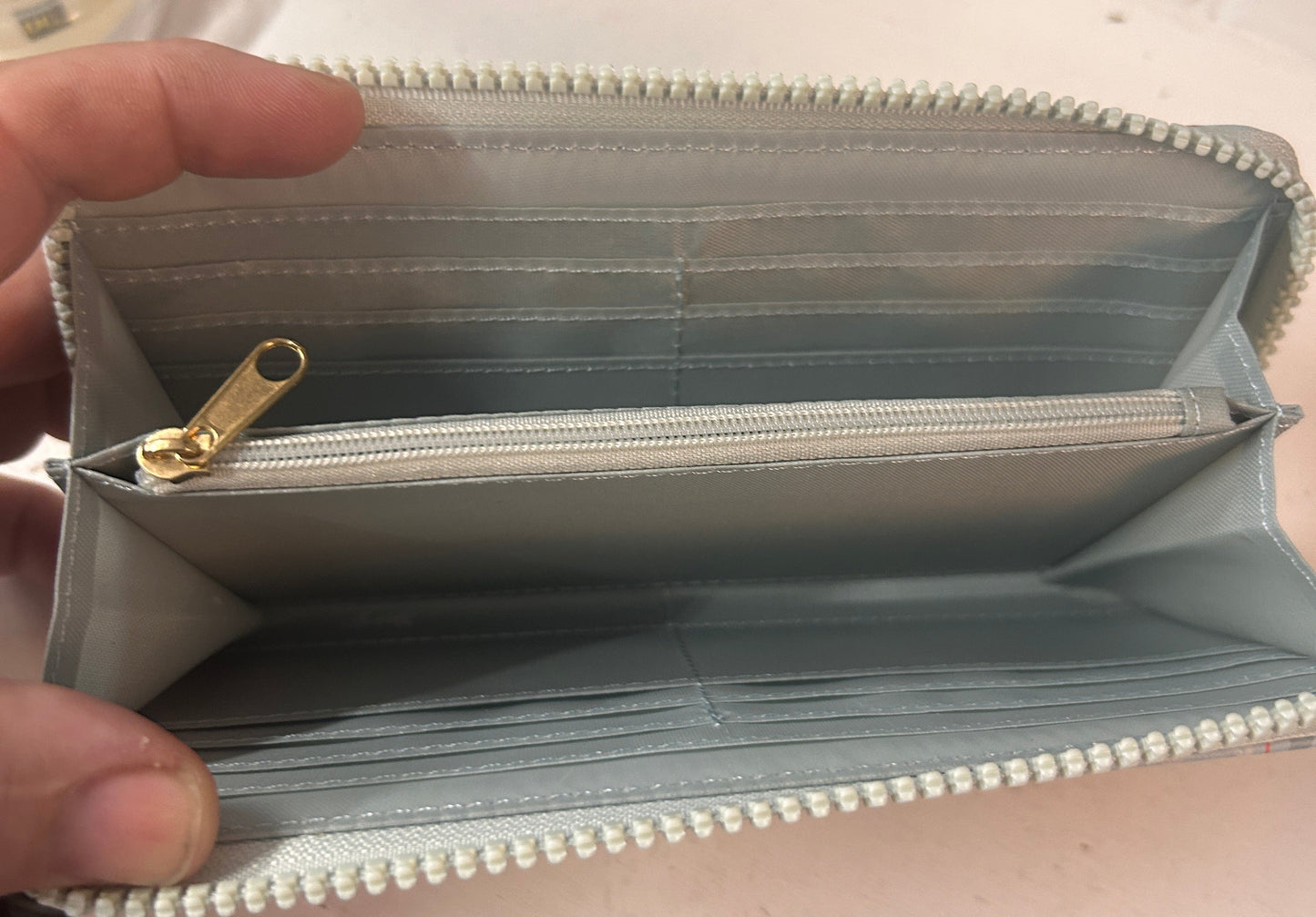 Disney Frozen Elsa Anna Olaf Zip Around Long Wallet Light Blue Character Print