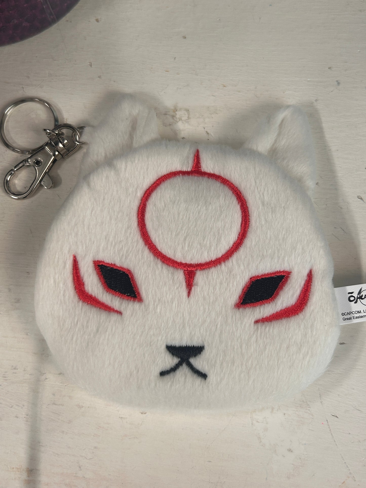 Okami Den Chibiterasu Plush Coin Purse Keychain Capcom Great Eastern 2014 Rare Collectible