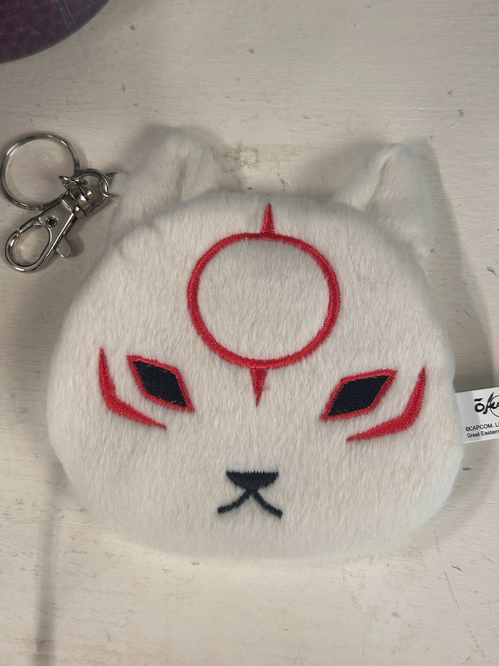 Okami Den Chibiterasu Plush Coin Purse Keychain Capcom Great Eastern 2014 Rare Collectible