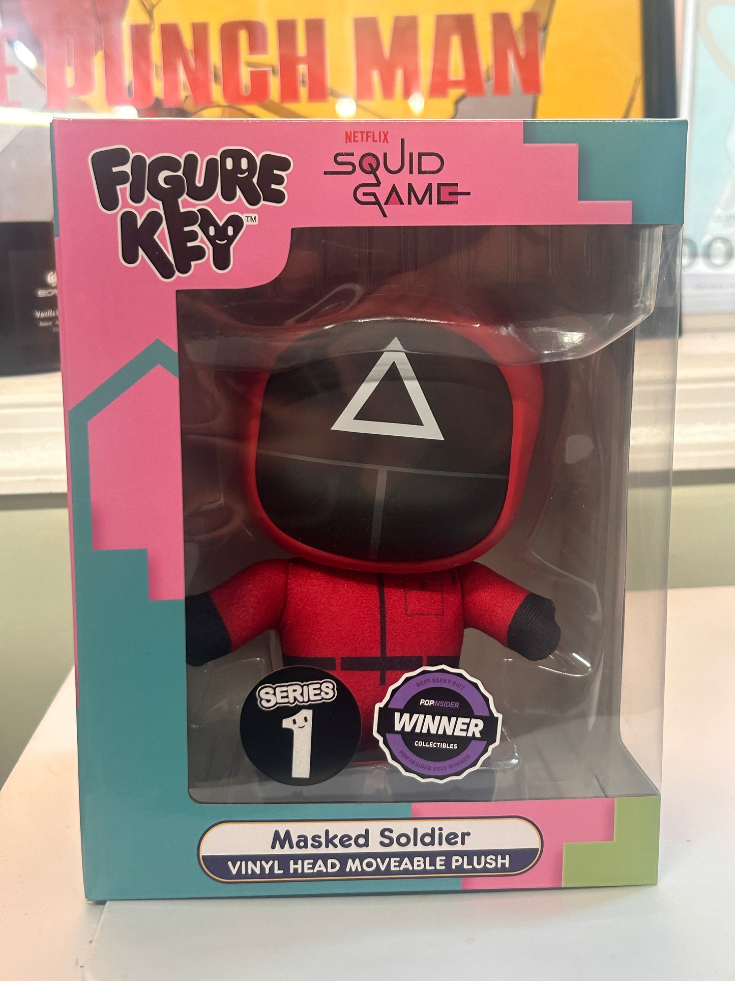 Figure Key Squid Game Masked Soldier Triangle Vinyl Head Moveable Plush