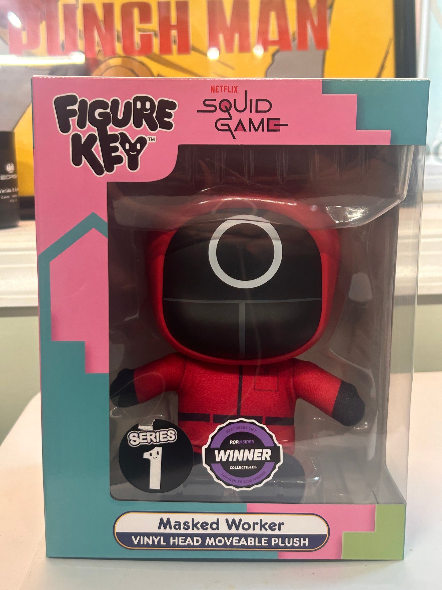 Figure Key Squid Game Masked Worker Circle Vinyl Head Moveable Plush