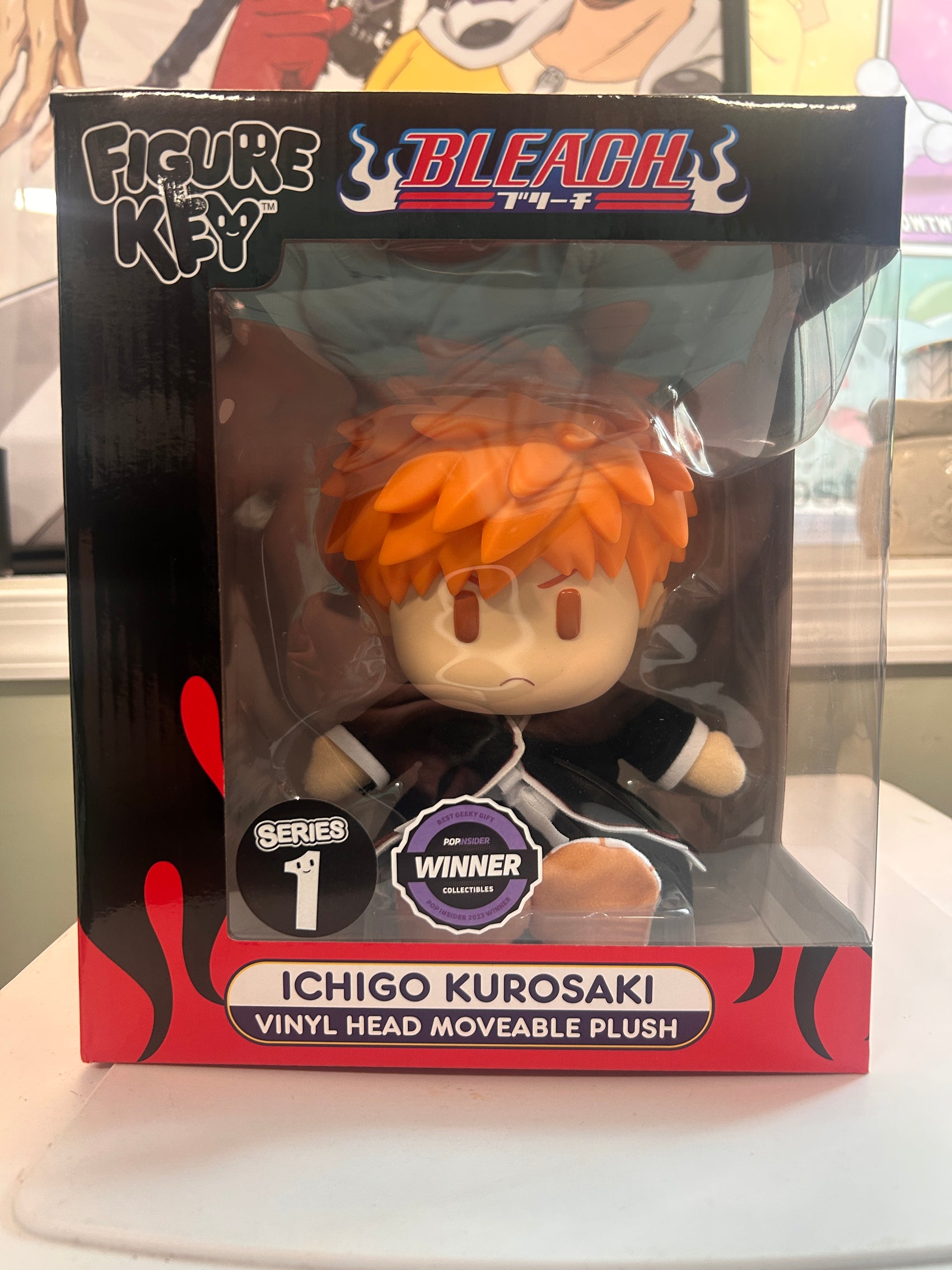 Figure Key Bleach Ichigo Kurosaki Series 1 Vinyl Head Moveable Plush