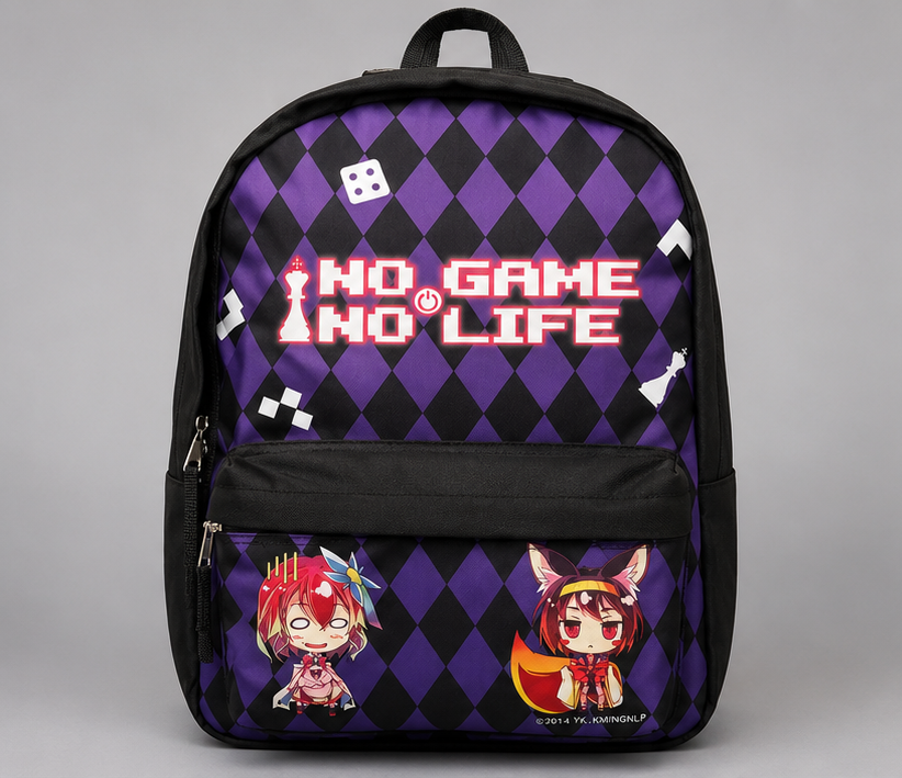 2014 No Game No Life Anime Backpack Purple Black Sentai Filmworks Great Eastern