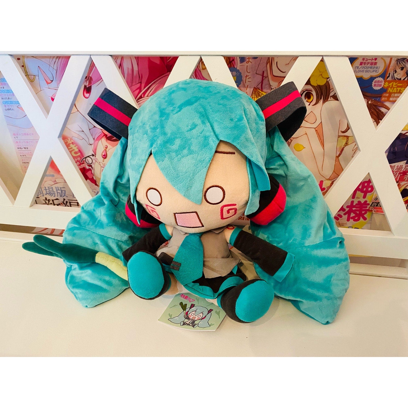 Officiel Hatsune Miku bedøvet ansigt m/ porre/grøn løg plys SEGA