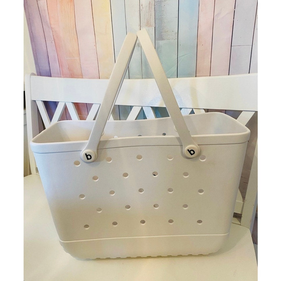 Extra Large White Beach Bag Jibbitz Charm Tote