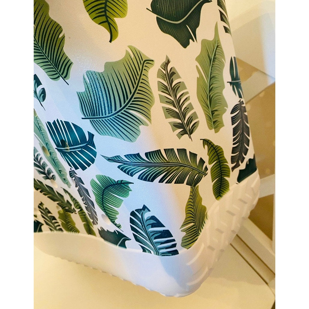 Extra Large Tropical Leaf Print Beach Bag Jibbitz Charm Tote