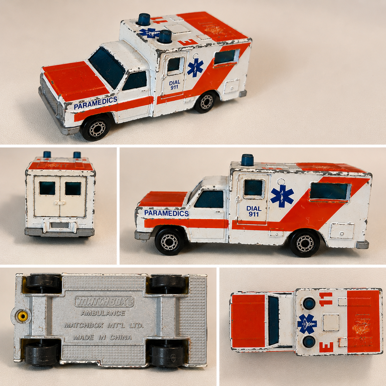 Vintage Matchbox Ambulance Paramedics Dial 911 Diecast Emergency Vehicle