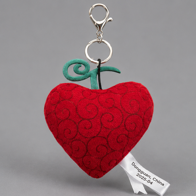 One Piece Devil Fruit Plush Keychain – Red Heart