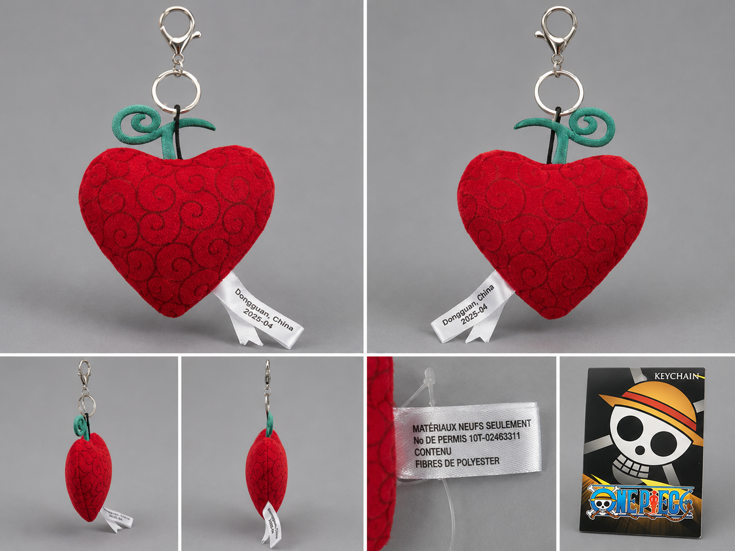 One Piece Devil Fruit Plush Keychain – Red Heart