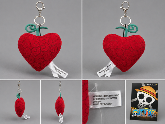 One Piece Devil Fruit Plush Keychain – Red Heart