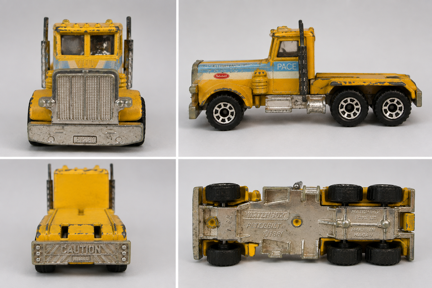 Vintage Matchbox Peterbilt PACE Construction Truck Yellow Die-Cast 1981 Macau
