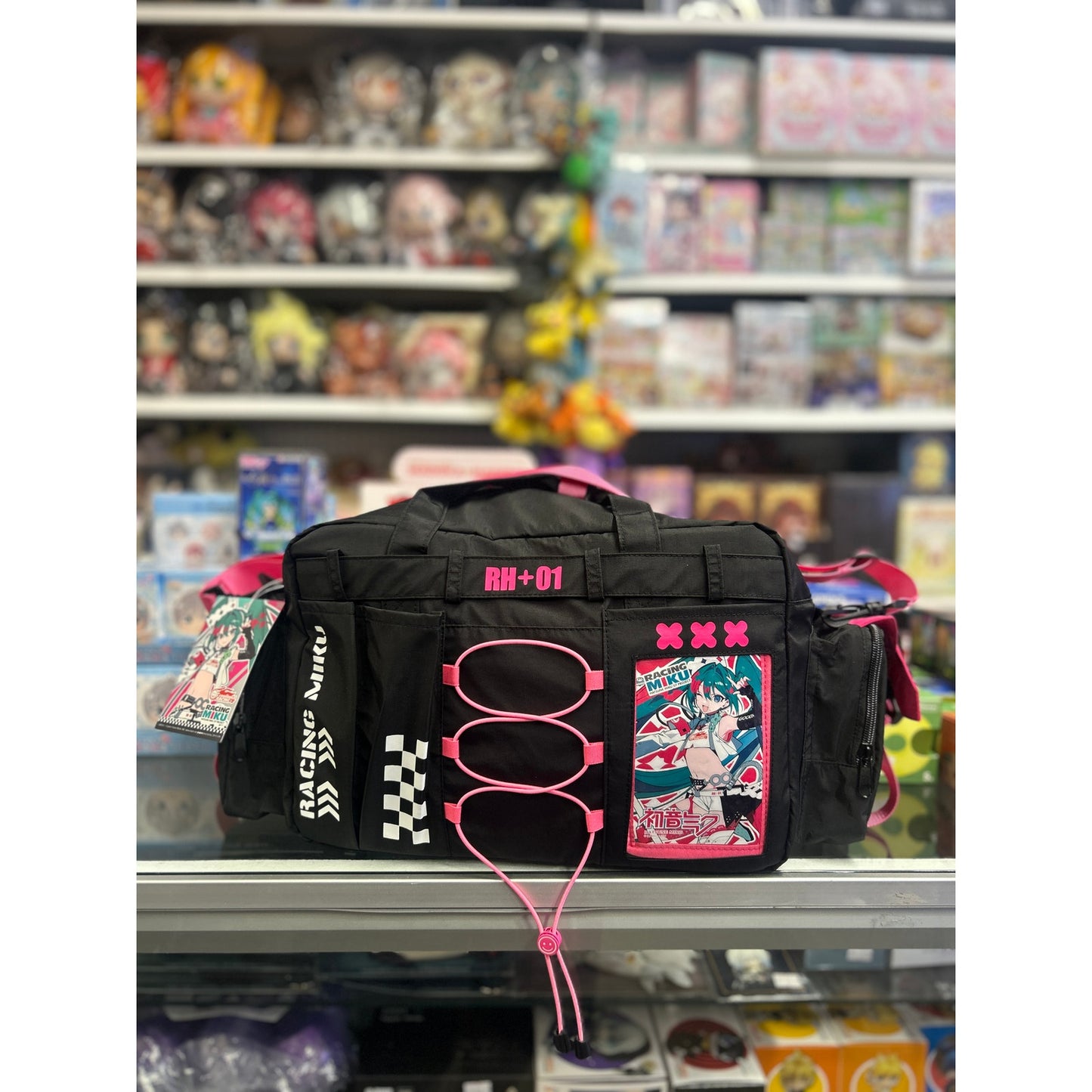 Racing Miku Black & Pink Anime Duffel Bag
