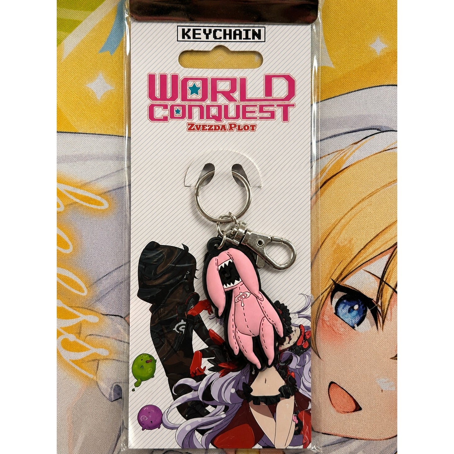 World Conquest Zvezda Plot Pink Rabbit Mascot Rubber Keychain