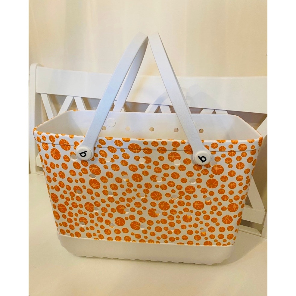 Extra Large Orange Basketballs Beach Bag Jibbitz Charm Tote