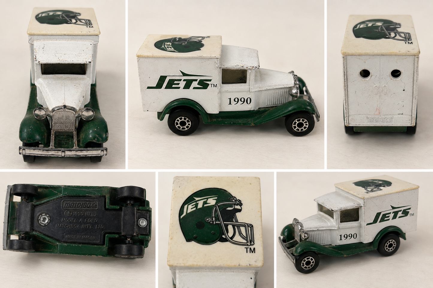 Vintage 1990 Matchbox NFL New York Jets Model A Ford Diecast Truck Made in Macau