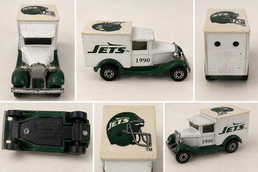 Vintage 1990 Matchbox NFL New York Jets Model A Ford Diecast Truck Made in Macau