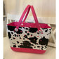 Extra Large Pink Cow Print Beach Bag Jibbitz Charm Tote